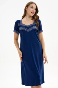 Сорочка женская "Барбара" вискоза с кружевом (р-ры: 46-60) синий