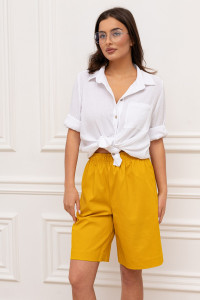 Шорты женские "Фантазия New" М-14Ш лён (р-ры: 44-56) горчичный