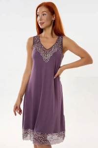 Сорочка женская "Элен" вискоза с кружевом (р-ры: 46-64) сирень