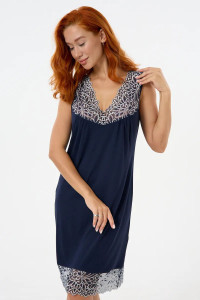 Сорочка женская "Эшли" вискоза с кружевом (р-ры: 46-60) темно-синий