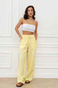 Брюки женские "Лён" М-9БРЖ лён (р-ры: 42-56) желтый