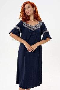 Сорочка женская "Джина" вискоза с кружевом (р-ры: 46-64) темно-синий