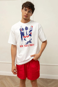 Пижама мужская "Корпоративчик" М-012КП кулирка (р-ры: 46-56) красно-белый