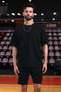 Костюм двойка мужской М-010КП "Лидер New" футер 2-х нитка (р-ры: 46-60) черный