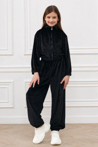 Костюм двойка детский "Элис" М-06КД велюр (р-ры: 32-42) черный