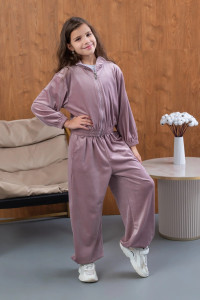 Костюм двойка детский "Элис" М-06КД велюр (р-ры: 32-42) розовый