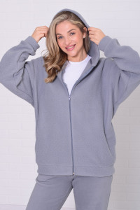 Толстовка женская 6222 флис (р-ры: 42-56) серый