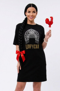 Сорочка женская "Царевна" кулирка (р-ры: 44-54) черный