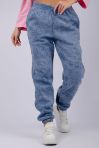 Джоггеры женские "Мистерия 4" футер 3-х нитка с начесом (р-ры: 44-54) индиго