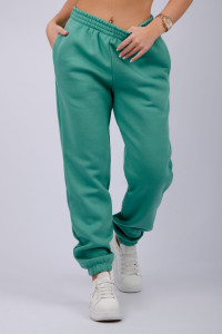 Джоггеры женские "Мистерия 11" футер 3-х нитка с начесом (р-ры: 44-54) зеленый
