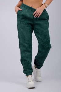 Джоггеры женские "Мистерия 3" футер 3-х нитка с начесом (р-ры: 44-54) изумруд
