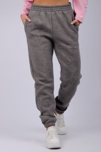 Джоггеры женские "Мистерия 6" футер 3-х нитка с начесом (р-ры: 44-54) темно-серый