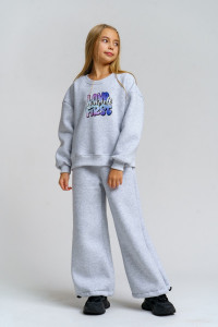 Костюм двойка детский 983Д футер 3-х нитка с начёсом пенье (р-ры: 28-44) серый меланж