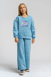 Костюм двойка детский 983Д футер 3-х нитка с начёсом пенье (р-ры: 28-44) голубой винтаж