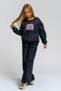 Костюм двойка детский 983Д футер 3-х нитка с начёсом пенье (р-ры: 28-44) черный винтаж