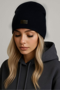 Шапка женская футер 3-х нитка с начесом №001 черный
