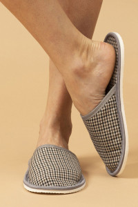 Тапки женские С-6ЖТП-МР полиэстер (р-ры: 33-41) коричневый-клетка