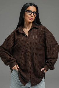 Рубашка женская "Стелла" футер 3-х нитка петля жаккард (р-ры: 48-62) шоколад