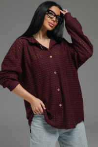 Рубашка женская "Стелла" футер 3-х нитка петля жаккард (р-ры: 48-62) бордо
