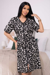 Халат женский 1683/10 кулирка (р-ры: 48-62) черный-бежевый