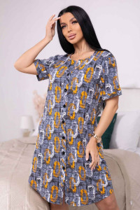 Халат женский 2066/1 кулирка (р-ры: 48-58) серый-оранжевый