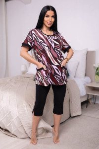 Костюм двойка женский 557/11 кулирка (р-ры: 48-62) черный-бордовый