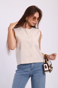 Жилет женский №4 052856 хлопок вареный (р-ры: S-M) светло-бежевый