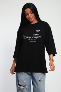 Футболка женская №657 кулирка (р-ры: one size) черный