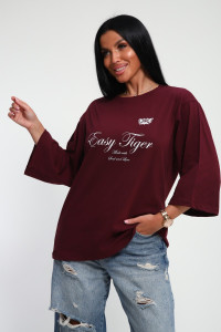 Футболка женская №657 кулирка (р-ры: one size) бордовый