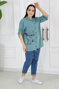 Туника женская 777 шифон (последний размер) оливковый 62