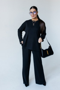 Костюм двойка женский КМЛ-1 9024 лапша (последний размер) черный 48-50,60-62
