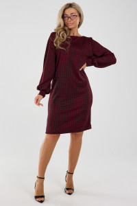 Платье женское П-035 жаккард (последний размер) рубиновый 50,54