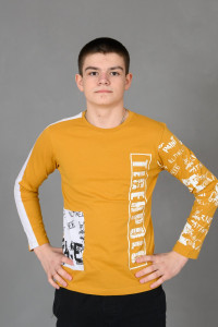 Лонгслив детский №83019 коттон (р-ры: 36-44) горчичный