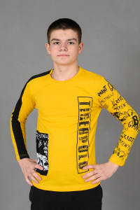 Лонгслив детский №83019 коттон (р-ры: 36-44) желтый