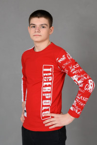 Лонгслив детский №83019 коттон (р-ры: 36-44) красный