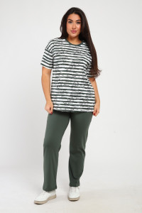 Костюм двойка женский КБЖ0049Д кулирка (р-ры: L-7XL) хаки