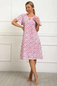 Сорочка женская №29531 кулирка (р-ры: 48-58) белый-розовые цветы