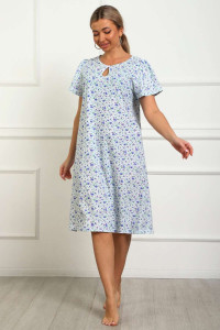 Сорочка женская №29531 кулирка (р-ры: 48-58) белый-сиреневые цветы