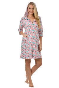 Халат женский Ф-18 "Уют" футер с начесом (последний размер) розовый 42,46