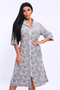 Халат женский 320 махра (последний размер) серый-белый-огурцы 48-50,60-62