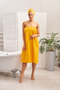 Набор для сауны 029255 вафельное полотно 2 предмета желтый