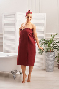 Набор для сауны 029255 вафельное полотно 2 предмета бордо