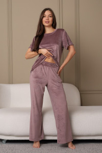 Костюм двойка женский 729 велюр (последний размер) кофейный 44,48,50,54