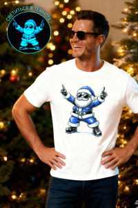 Футболка унисекс светящаяся №8581 кулирка (р-ры: 42-74) белый дедМ синий