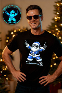 Футболка унисекс светящаяся №8581 кулирка (р-ры: 42-74) черный дедМ синий