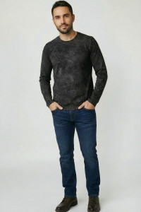 Лонгслив мужской №14501 кулирка с лайкрой (р-ры: 48-60) черный