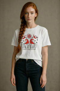 Футболка женская №8589 кулирка (р-ры: 48-62) белая мезень