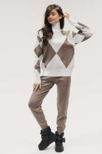 Костюм двойка женский №057897 вязаный трикотаж (р-ры: 40-46) коричневый