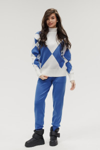 Костюм двойка женский №057897 вязаный трикотаж (р-ры: 40-46) голубой