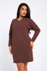Платье женское №31879 футер 3-х нитка (р-ры: 48-54) коричневый